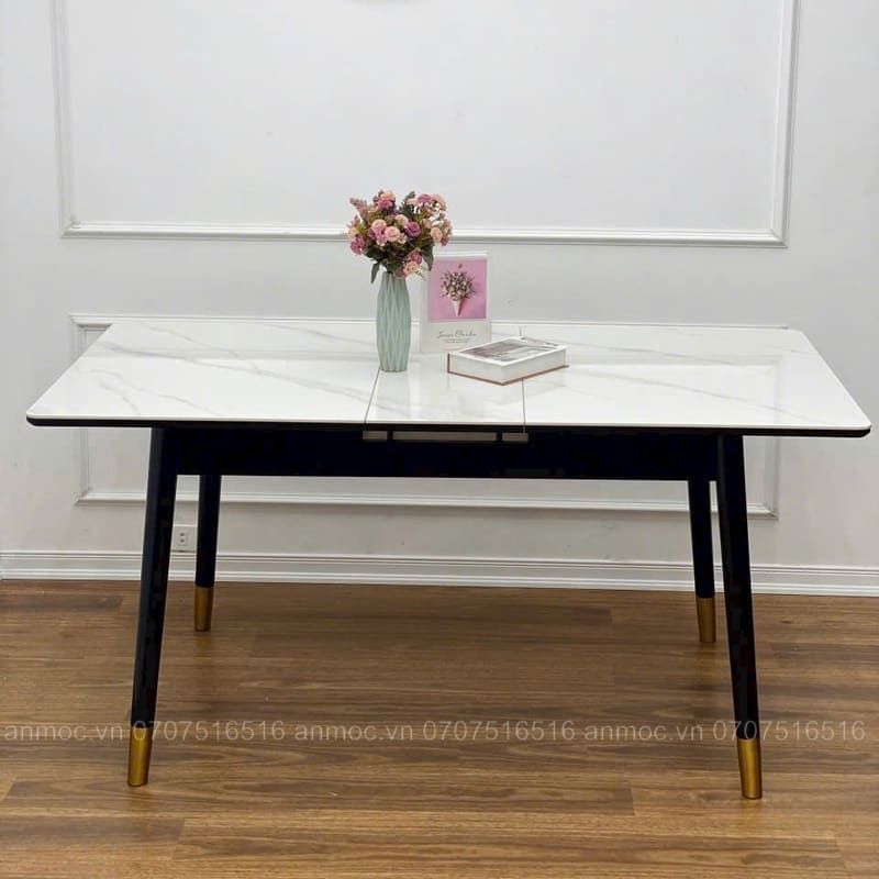 Bàn Ăn Mặt Đá Rút Gọn 1m6