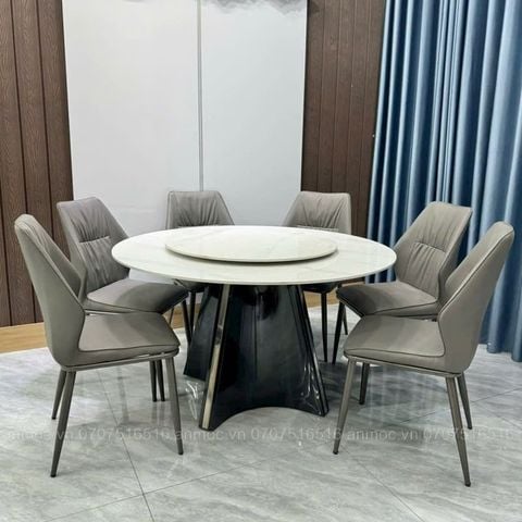  Bàn Tròn 2 Mặt Đá Chân Trụ Cánh Hoa 