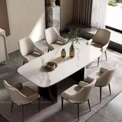  Bàn Ăn Mặt Đá 2 Chân Trụ Dẹt 
