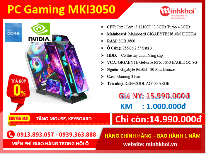 Máy PC Gaming thương hiệu Minh Khôi MKI3050