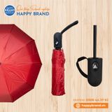 Dù cầm tay gấp 3, tự động 1 chiều, 10 kèo, R55cm, cán nhựa đen - ĐỎ
