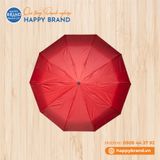 Dù cầm tay gấp 3, tự động 1 chiều, 10 kèo, R55cm, cán nhựa đen - ĐỎ