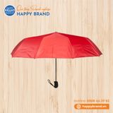 Dù cầm tay gấp 3, tự động 1 chiều, 10 kèo, R55cm, cán nhựa đen - ĐỎ