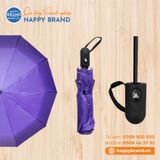 Dù cầm tay gấp 3, tự động 1 chiều, R55cm, cán nhựa đen - TÍM