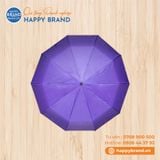 Dù cầm tay gấp 3, tự động 1 chiều, R55cm, cán nhựa đen - TÍM