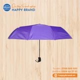 Dù cầm tay gấp 3, tự động 1 chiều, R55cm, cán nhựa đen - TÍM