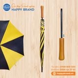 Dù cầm tay sắt, R60cm, cán gỗ thẳng - VÀNG ĐEN
