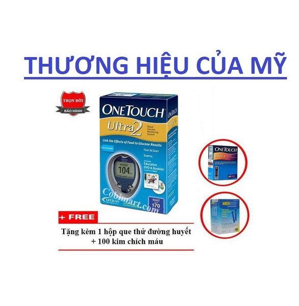 Combo Máy đo đường huyết One Touch Ultra 2 tặng 25 que thử và kim lấy máu