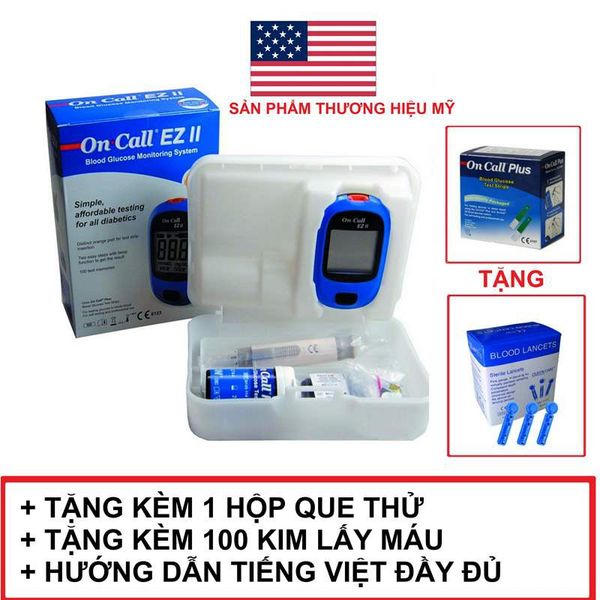 Combo Máy thử đường huyết tiểu đường On call EZ tặng kèm 25 que thử