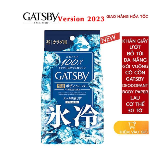 hăn giấy ướt khử mùi diệt khuẩn Gatsby Ice CItrus cực cay mát nhất gói 30 miếng Made in Japan