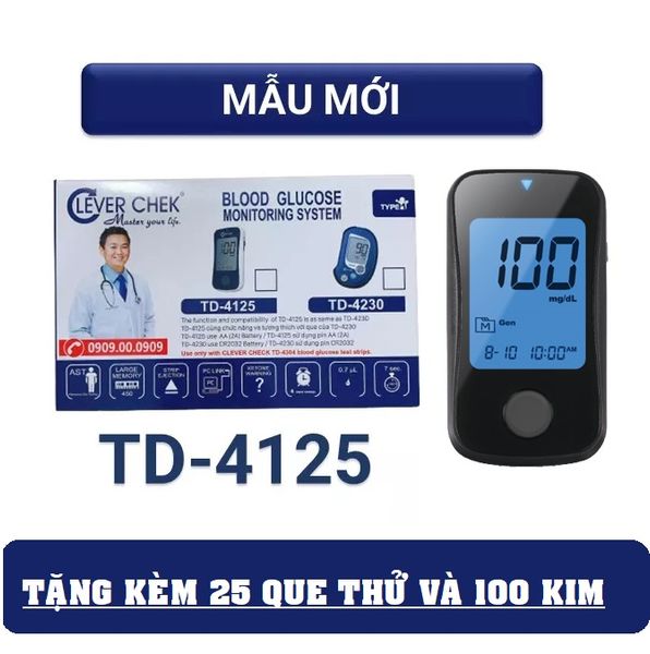 Máy đo tiểu đường Clever Chek tặng Kèm 25 que thử và 100 kim Bảo hành trọn đời đơn vị đo mg/dL