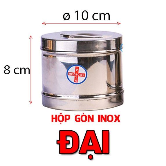 Hộp gòn inox Vita ghép ( có nắp) phi 10cm x 8.0