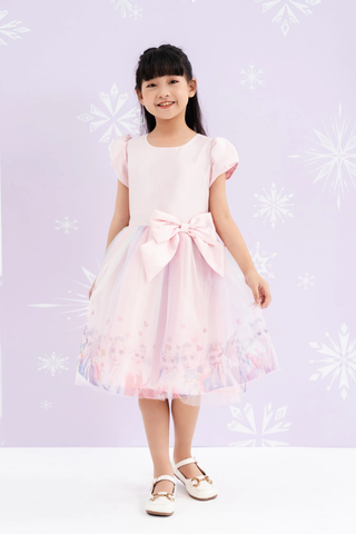 Đầm váy công chúa voan Elsa ngắn tay bé gái Rabity 5779