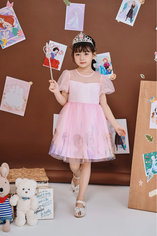Đầm voan tay phồng Elsa Disney bé gái Rabity 553.008