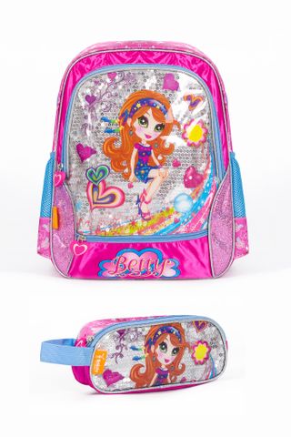 Set ba lô hộp bút bé gái Rabity 20017