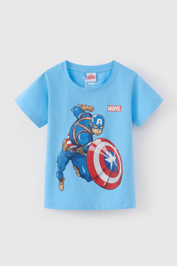 Áo thun ngắn tay Đội trưởng Mỹ Captain America bé trai Rabity 500.006