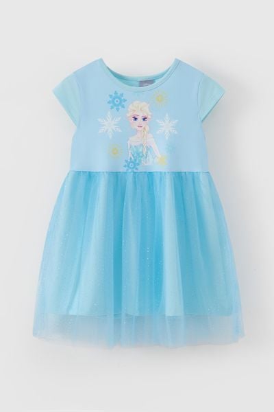 Đầm váy công chúa voan Elsa ngắn tay bé gái Rabity 550.001