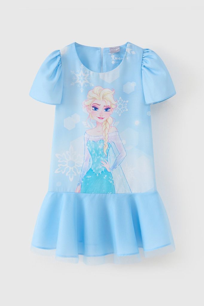 Đầm váy thô Elsa ngắn tay bé gái Rabity 550.002