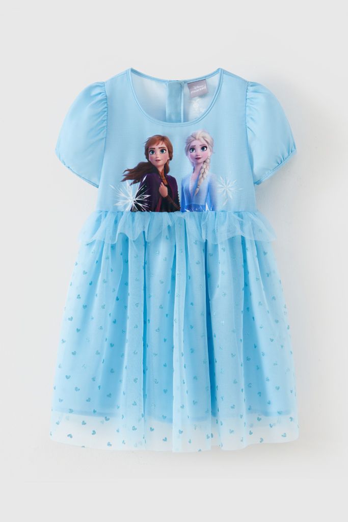 Đầm váy công chúa Elsa phối voan ngắn tay bé gái Rabity 550.005