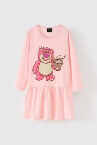 Đầm váy thun Gấu Dâu Lotso dài tay bé gái Rabity 551.001
