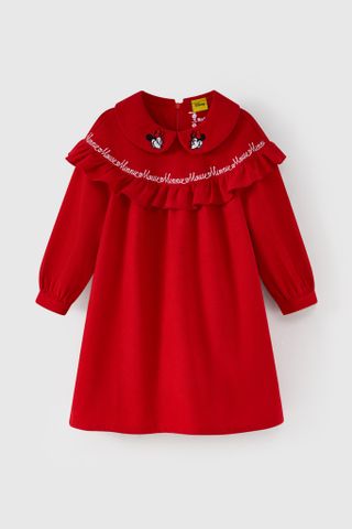 Đầm váy nhung dài tay Minnie bé gái Rabity 551.004