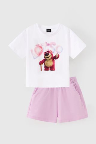 Đồ bộ thun Gấu dâu Lotso ngắn tay bé gái Rabity 560.012