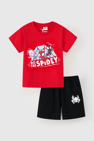 Đồ bộ thun tay ngắn tay Spider-Man Marvel bé trai Rabity 560.030