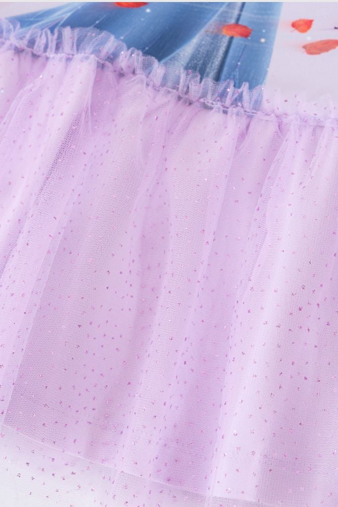 Đầm váy công chúa thun ngắn tay bé gái Elsa Rabity 5685