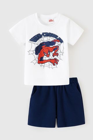 Đồ bộ thun ngắn tay Spider-Man bé trai Rabity 5784