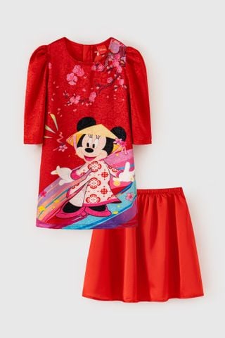 Bộ áo dài lụa Minnie bé gái Rabity 5796