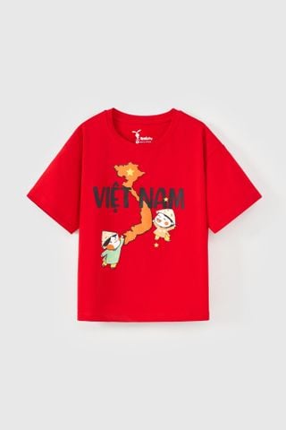 [Độc quyền Online] Áo thun ngắn tay in bản đồ Việt Nam bé trai/bé gái Rabity 900.094 (Áo form rộng lùi 1 size)
