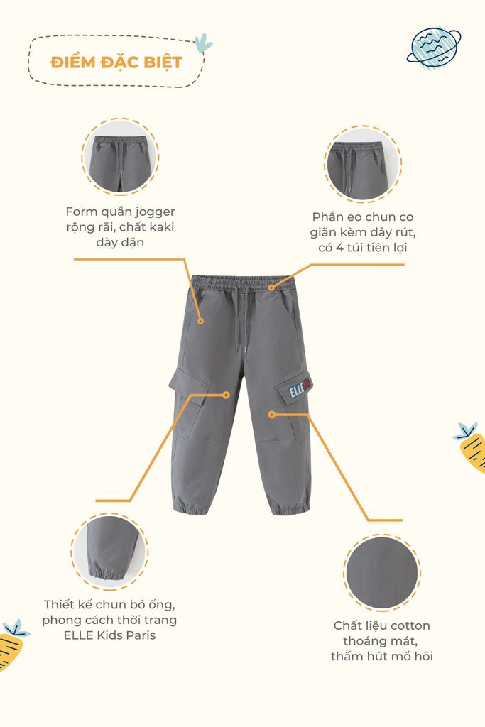 Quần dài kaki jogger bé trai Rabity x ELLE Kids - designed in Paris 83024