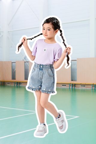 Quần short jean đính hoa bé gái Rabity 931.007