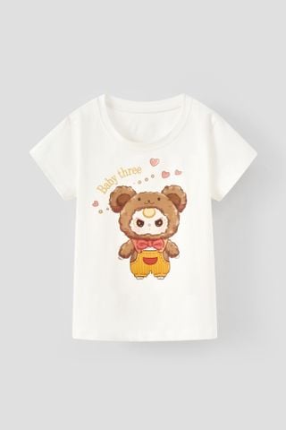 Áo thun tay ngắn thỏ bông Baby Three bé gái Rabity 900.092