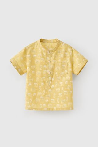 Áo sơ mi đũi cổ trụ tay ngắn bé trai Rabity 902.027