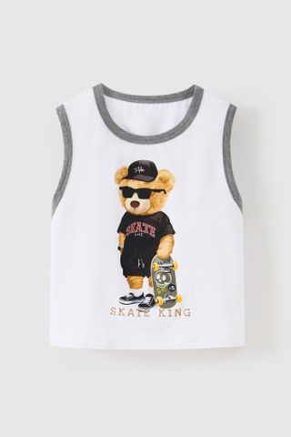 Áo thun sát nách 3 lỗ nhấn viền bé trai Rabity 905.001