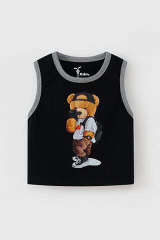 Áo thun sát nách 3 lỗ gấu Teddy bé trai Rabity 905.005