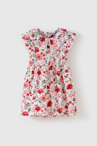 Đầm váy thô cổ sen ngắn tay bé gái Rabity 93113