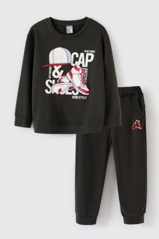 Đồ bộ nỉ bông dài tay bé trai Rabity 93726