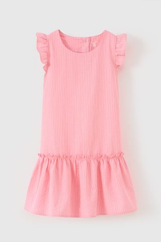 Đầm váy thô ngắn tay kẻ dọc bé gái Rabity 950.010