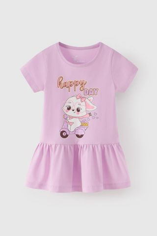 Đầm váy thun thỏ xinh ngắn tay bé gái Rabity 950.040