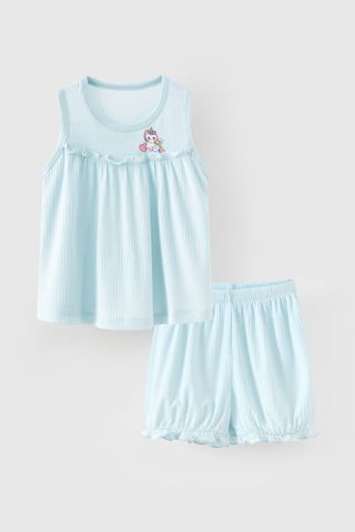 Đồ bộ thun gân mềm sát nách quần bí Pony bé gái Rabity 960.038