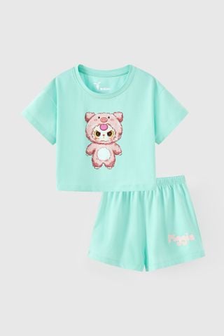 Đồ bộ thun tay ngắn thỏ bông Baby Three bé gái Rabity 960.040