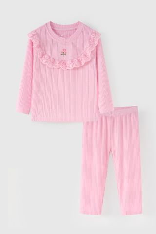 Đồ bộ thun tăm dài tay bé gái Rabity 961.001