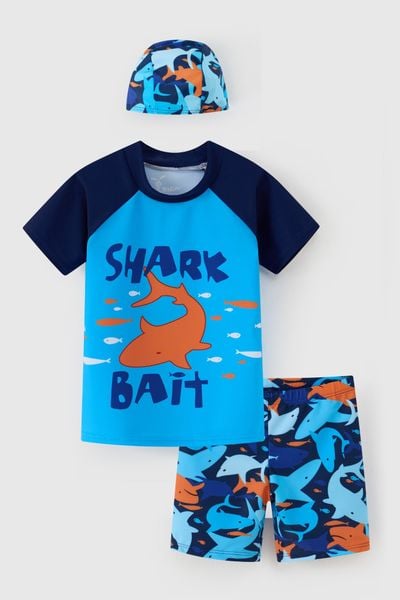 Bộ đồ bơi kèm mũ hình cá mập bé trai Rabity 974.001