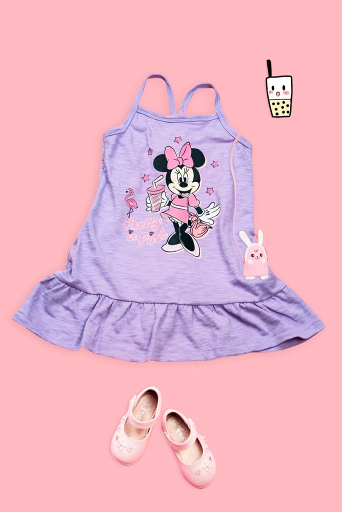 Đầm váy hai dây Mickey  bé gái Rabity 5146