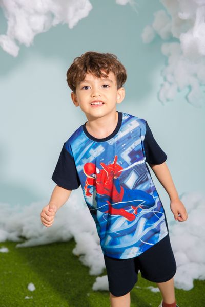 Bộ thun ngắn tay Spider-man bé trai Rabity 5549