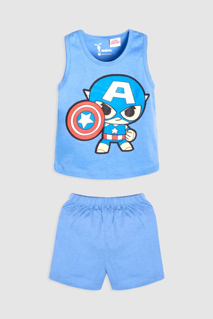 Bộ thun Captain America sát nách bé trai Rabity 5571