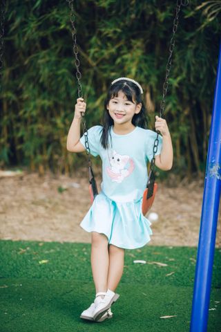 [Độc quyền Online] Đầm váy thun mèo xinh ngắn tay bé gái Rabity 950.049