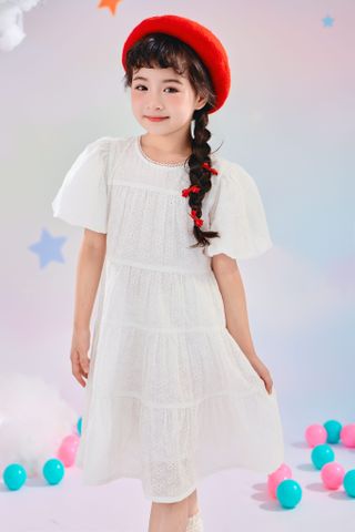 Đầm thô thêu tay phồng dáng tầng bé gái Rabity x ELLE Kids [Designed in Paris] 850.002